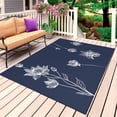 thumbnail image 1 of Navy Blue White Floral Outdoor Rug for Patio/Deck/Porch, Non-Slip Large Area Rug 3 x 5 Ft, Abstract Art Summer Botanical Indoor Outdoor Rugs Washable Area Rugs, Reversible Camping Rug Carpet Runner, 1 of 8