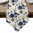 thumbnail image 1 of Navy Blue White Floral Table Runner Linen Burlap Table Runner 90 Inches Long Farmhouse Flowers Botanical Leaf Dresser Scarves for Kitchen Island Coffee Dining Room Party Wedding Holiday Decor 13"x90", 1 of 8