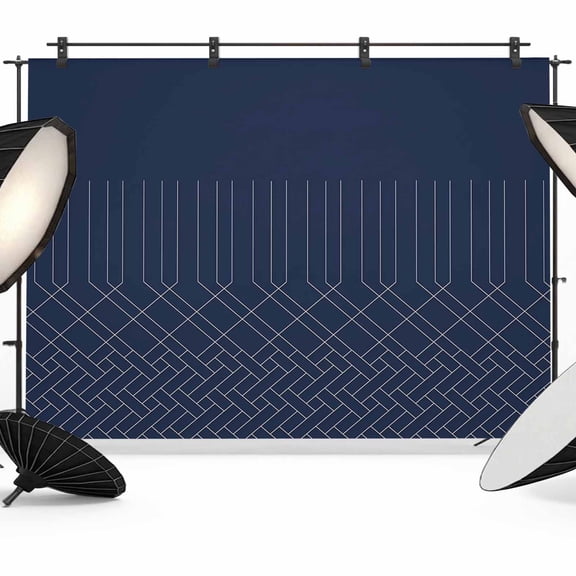Navy Blue White Geometric Backdrop for Photography,Fabric Photo Background Backdrop,Modern Herringbone Abstract Art Photo Booth Background for Portrait Photoshoot Video Wedding Banner 12x8ft