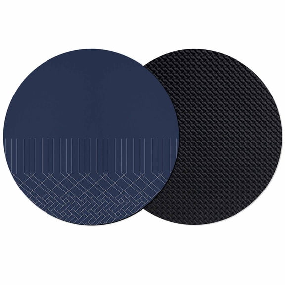 Navy Blue White Geometric Coasters Set of 2, Soft Absorbent Coasters for Drinks, Modern Herringbone Abstract Art Non-Slip Cup Coaster Mat with Rubber Bottom for Home Kitchen Coffee Bar Table Decor 4"