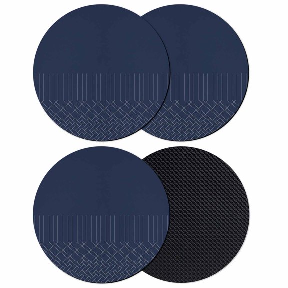 Navy Blue White Geometric Coasters Set of 4, Soft Absorbent Coasters for Drinks, Modern Herringbone Abstract Art Non-Slip Cup Coaster Mat with Rubber Bottom for Home Kitchen Coffee Bar Table Decor 4"