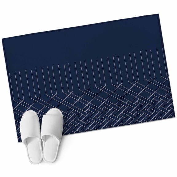 Navy Blue White Geometric Large Area Rugs for Bedroom Living Room, Soft Non Slip Carpet Bedside Rug, Modern Herringbone Abstract Art Rectangular Floor Cover Kitchen Accent Rug 2'x3' for Office