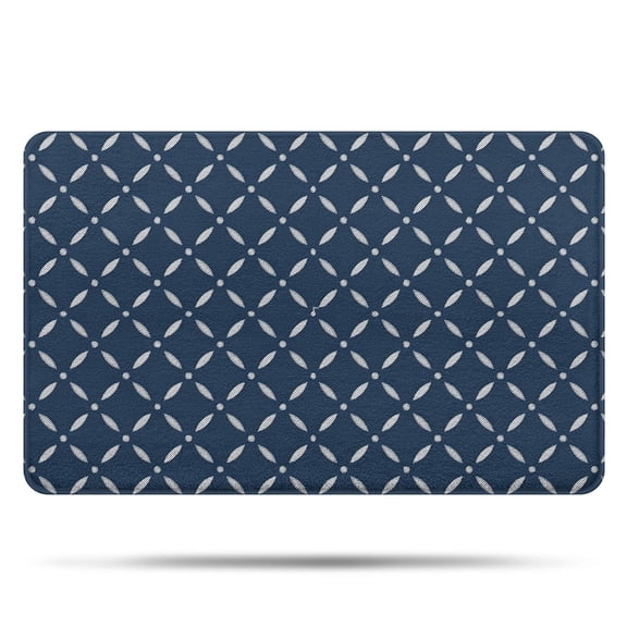 Navy Blue and White Geometric Pattern Bathroom Rugs Mat,Non Slip Microfiber Bathroom Rug,Rubber Backing,Soft Bathroom Mats for Bathroom Floor,Tub and Shower,20x32in(50x80cm)