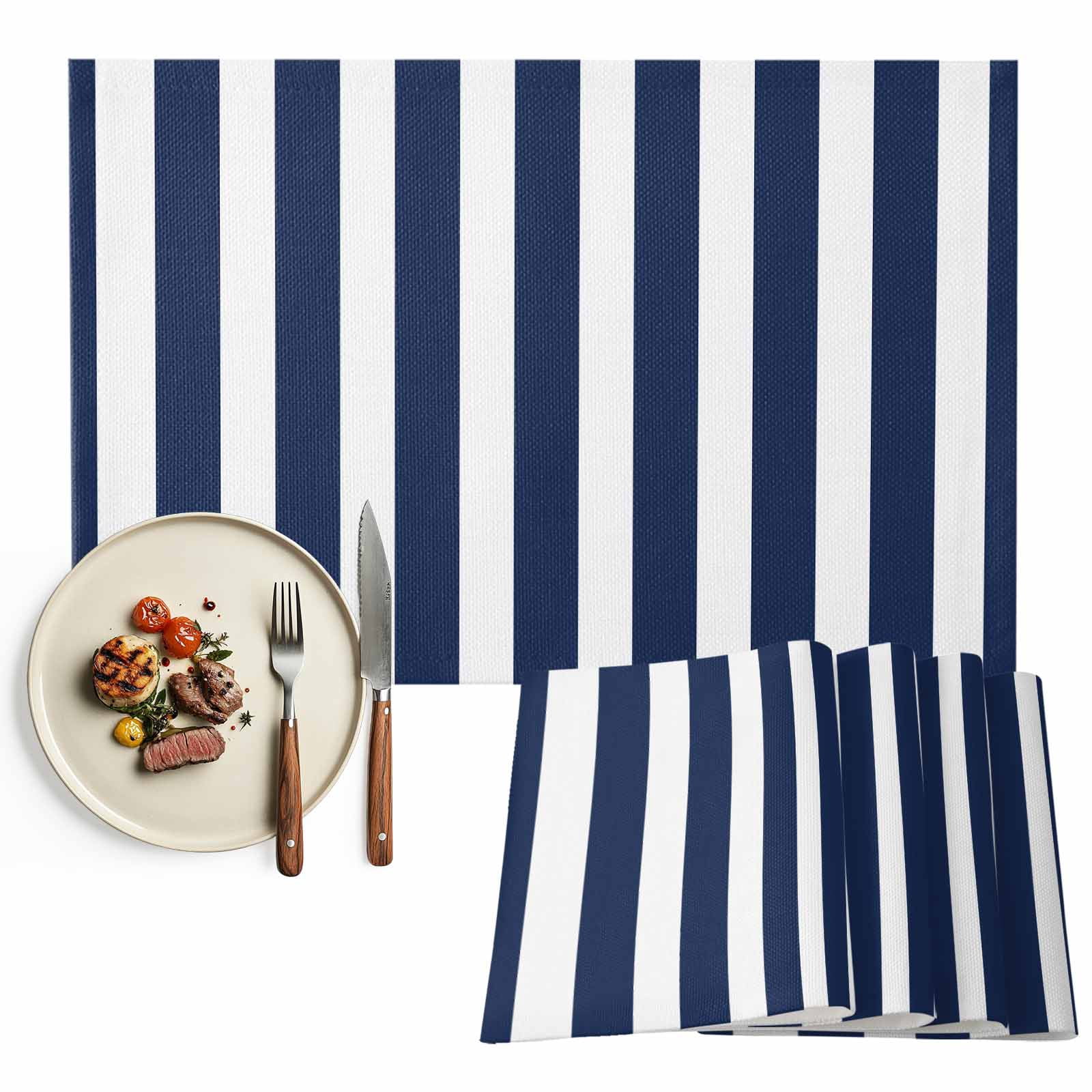 Navy Blue White Geometric Stripes Placemats Set of 2, Minimalist Modern ... - Inexpensive Insulation Options For Minimalist Decor
