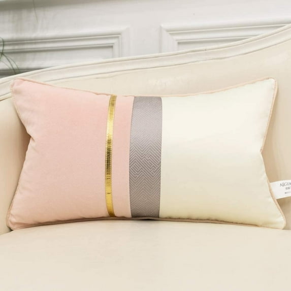 Navy Blue White Gold Leather Striped Patchwork Velvet Cushion Case Luxury Modern Throw Pillow Cover Decorative Pillow For Couch Living Room Bedroom Car