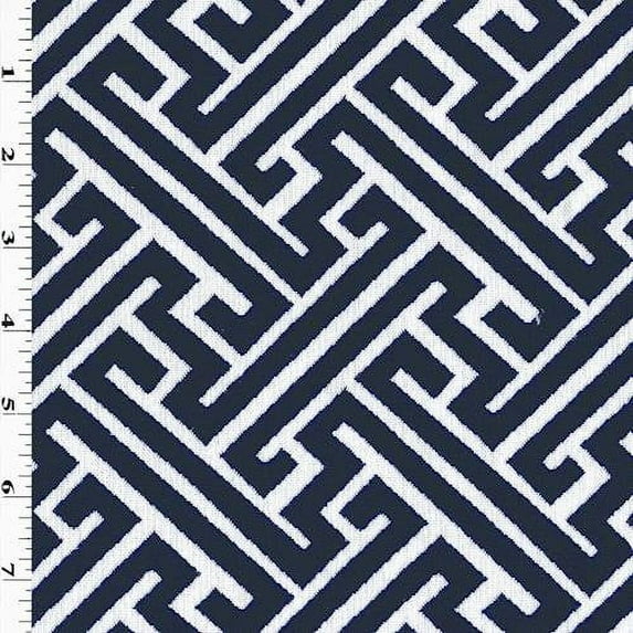 Navy Blue/White Greek Key Double Jacquard Decorating Fabric, Fabric By the Yard