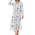thumbnail image 1 of Navy Blue White Nautical Casual Dress Diagonal Stripes Street Fashion Dresses Long Sleeve Kawaii V Neck Oversized Chiffon Dress, 1 of 7