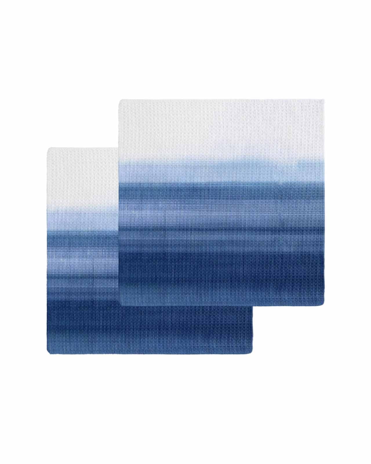 Navy Blue White Ombre Kitchen Dish Towels for Drying Dishes Set of 2, Contemporary Minimalism Stripes Waffle Weave Microfiber Terry Hand Tea Bathroom Towels Quick Dry & Absorbent Towel 12x12