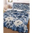 thumbnail image 1 of Navy Blue White Peony Queen Size Down Alternative Comforter, Lightweight Comforter Quilt Bedding Set with Pillow Shams Vintage Floral Blossom All Seasons Bed Comforter Duvet Insert 90"x96", 1 of 7