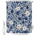 thumbnail image 1 of Navy Blue White Peony Shower Curtain Set - Small 36" x 72" Washable Bathtub Curtain with 12 Hooks, Vintage Floral Blossom Waterproof Fabric Stall Shower Curtains for Bathroom/Bathtub Décor, 1 of 6