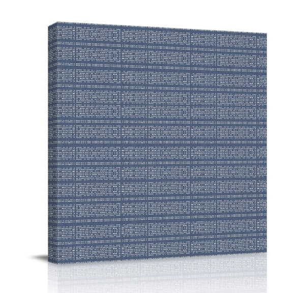 Navy Blue White Pixels Canvas Wall Art for Living Room, Modern Contemporary Abstract Boho Poster Print Painting for Bedroom Office Home Decoration Wall Pictures Prepare To Hang 8"x8"