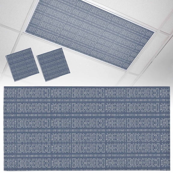 Navy Blue White Pixels Fluorescent Light Covers Modern Contemporary Abstract Boho Magnetic Light Filters Ceiling Lighting Panel Shade for Classroom Office Home 2 x 4 ft, 2 Pack