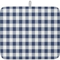 thumbnail image 1 of Navy Blue White Plaid Dish Drying Mat for Kitchen Counter, Farmhouse Checkered Buffalo Baby Bottle Microfiber Drying Pad, Absorbent Coffee Cup Dishes Drainer Mats 18"x24", 1 of 6