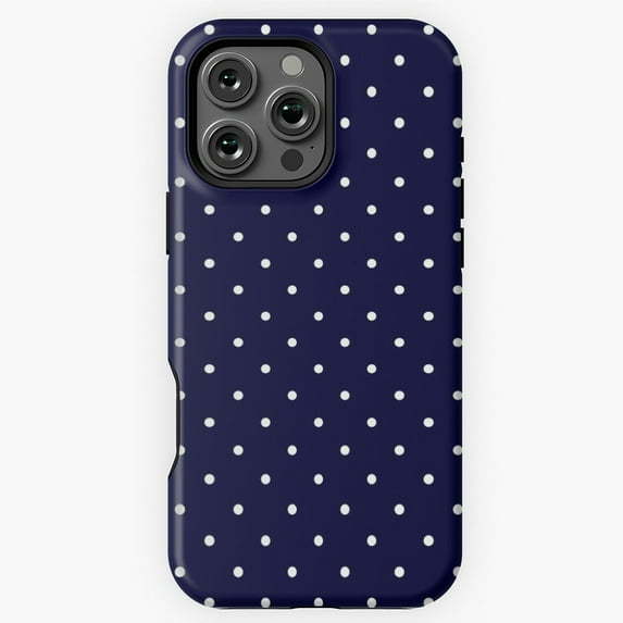Navy Blue White Polka Dots Phone Case for iPhone 16 15 14 13 12 11 Pro Max M890078