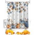 thumbnail image 1 of Navy Blue White Pumpkins Fall Shower Curtain, Thanksgiving Waterproof Polyester Fabric Fall Bathtub Curtains, Weeping Maple Tree Leaves Bathroom Decor Set with Hooks 72 x 72 Inches, 1 of 6