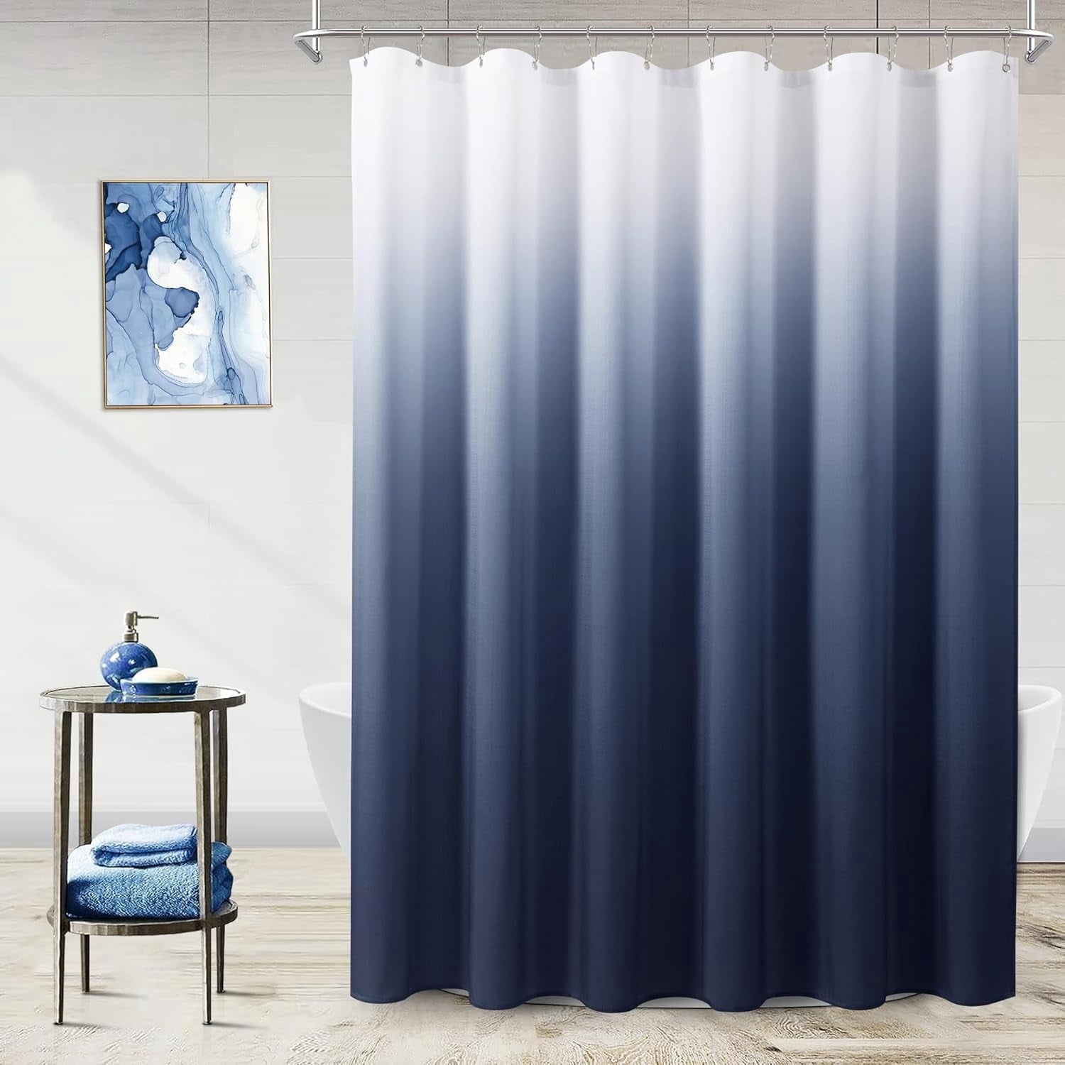Highso, Shower Curtain, 72 x 72, Navy Blue and White Ombre Indigo ...