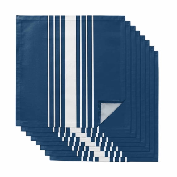 Navy Blue White Stripe Cloth Napkins, Modern Rustic Vertical Striped Washable and Reusable Dinner Napkins Set of 8, Table Napkin for Kitchen Party Birthday Wedding Hotel Housewarming 20"x20"