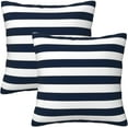 thumbnail image 1 of Navy Blue and White Stripe Throw Pillow Covers 20x20 in Farmhouse Pillow Case Soft Cushion Covers Set of 2 for Sofa Bed Bedroom Car Chair Living Room Home Decorative, 1 of 6