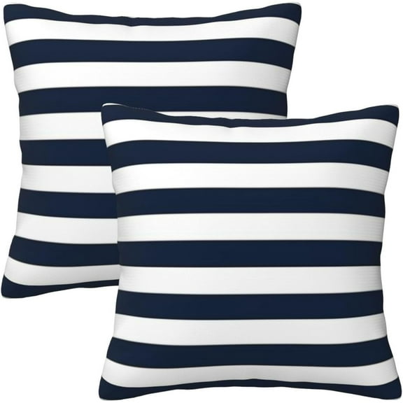 Navy Blue and White Stripe Throw Pillow Covers 20x20 in Farmhouse Pillow Case Soft Cushion Covers Set of 2 for Sofa Bed Bedroom Car Chair Living Room Home Decorative