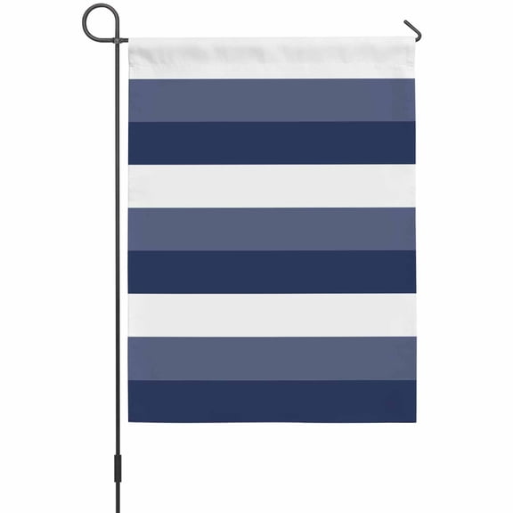 Navy Blue and White Striped Garden Flag 12 x 18 Inches, Abstract Ombre Geometric Weather Proof Outdoor Patio Flags Double Sided Small Garden Decoration for Yard Outside Home