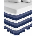 thumbnail image 1 of Navy Blue White Striped Wrap Around Bed Skirts for Queen Bed 16" Drop, Bed Skirt with Adjustable Elastic Belt Dust Ruffle Bed Valance for Bedroom Hotel Luxury Farmhouse Stripes Bed Frame Cover, 1 of 7