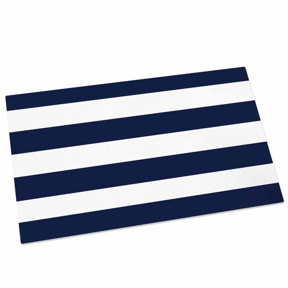 Navy Blue White Stripes Simple Door Mat 16x24 Inch, Geometric Entryway Rug with Non-Slip Rubber, Front Door Rug Indoor Floor Mats for Living Room Bathroom Bedroom Home Office