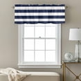 thumbnail image 1 of Navy Blue White Stripes Simple Window Valance for Kitchen, Geometric Rod Pocket Short Curtain for Small Windows, Light Filtering Decorative Valance, 56 x 16 Inch, 1 Panel, 1 of 9