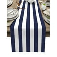 thumbnail image 1 of Navy Blue White Stripes Table Runner Home Wedding Table Flag Mat Table Centerpieces Decoration Party Dining Long Tablecloth, 1 of 7
