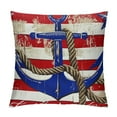 thumbnail image 1 of Navy Blue White Throw Pillow Covers , Red Nautical Anchor Pillow Covers, Geometric Striped Stars Cushion Covers, Coastal Sea Adventure Theme Decorative Pillow Covers Bedroom Decor, 1 of 5