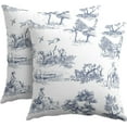thumbnail image 1 of Navy Blue and White Toile Pillow Covers 20x20 Inch Set of 2 French Country Decor Vintage Cottage Outdoor Throw Pillow Covers Rustic Farmhouse Pillow Cases Cotton Linen Square Cushion Covers for Couch, 1 of 6