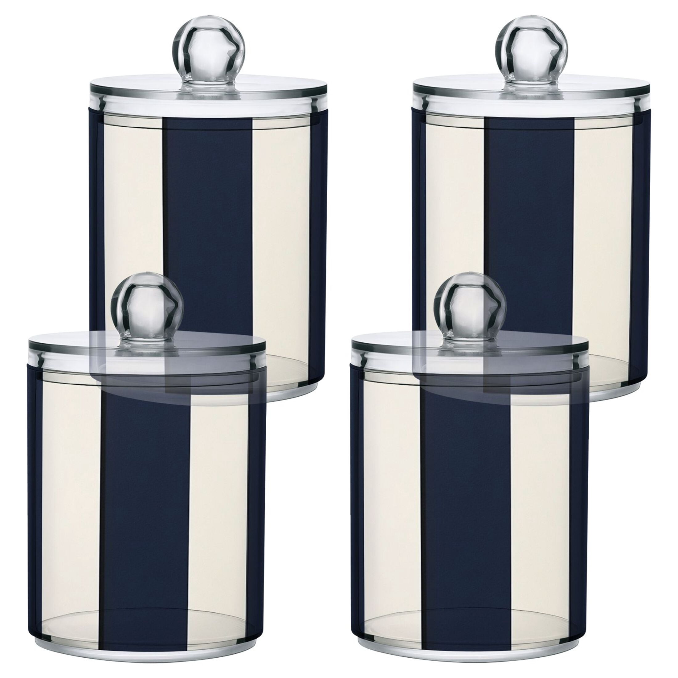 Navy Blue Wide Vertical Stripes Translucent Plastic Cans Storage ...