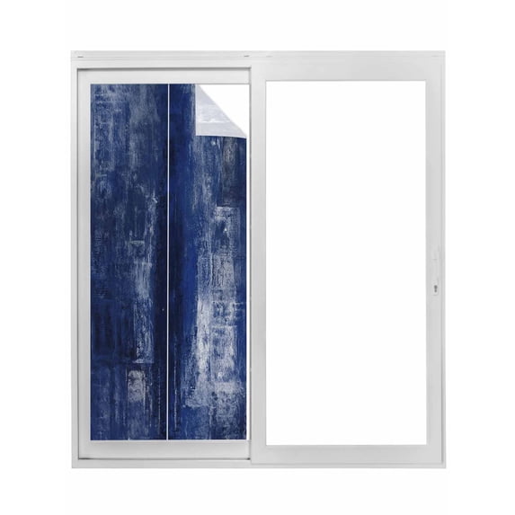Navy Blue Window Privacy Film, Retro Oil Painting Modern Abstract Art Aesthetics Static Cling UV Sun Blocking Tint Film Heat Control Windows Films for Bedroom Bathroom, Window Stickers 29.5"x78.7"
