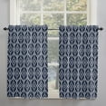 thumbnail image 1 of Navy Blue Window Short Curtains 54 Inch Length, White Modern Geometric Abstract Art Aesthetics Rod Pocket Window Treatment Kitchen Drapes for Bedroom, Cafe, Living Room, 2 Panels, 42 W x 54 L, 1 of 5