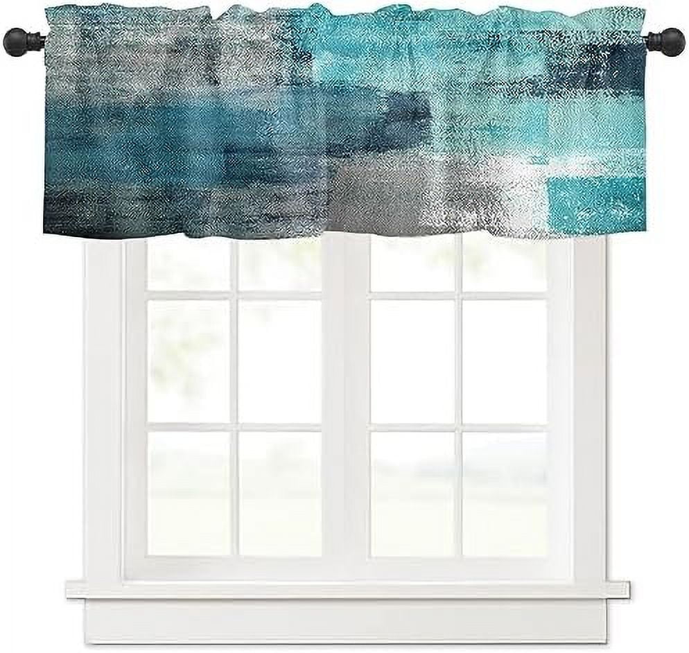 Navy Blue Window Valances Abstract Art Valances for Windows Treatment