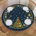 thumbnail image 1 of Navy Blue Winter Holy Nativity Round Tablecloth Farmhouse Table Cover with Elastic Edge Washable Fitted Table Cloth for Kitchen Patry Outdoor Decor Fits 45"-50", Medium, 1 of 4
