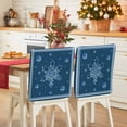 thumbnail image 1 of Navy Blue Winter Snowflakes Chair Covers Set of 8 White Stripes Christmas Chair Back Covers Stretch Removable Washable Slipcovers Protector for Dining Room Kitchen Party Decor, 1 of 5
