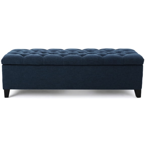Navy Blue With Diamond Stitch And Functional Storage Versatile In Fabric - Enhances Room Ambiance