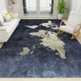 thumbnail image 1 of Navy Blue World Map Area Rug, Modern Abstract White Print Carpet, Indoor Non-Slip Rugs Machine Washable Breathable Durable Carpet For Front Entrance Floor Decor 5x6ft, 1 of 6