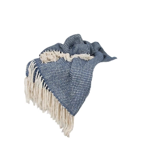 Navy Blue Woven 100 Percent Cotton Throw Blanket