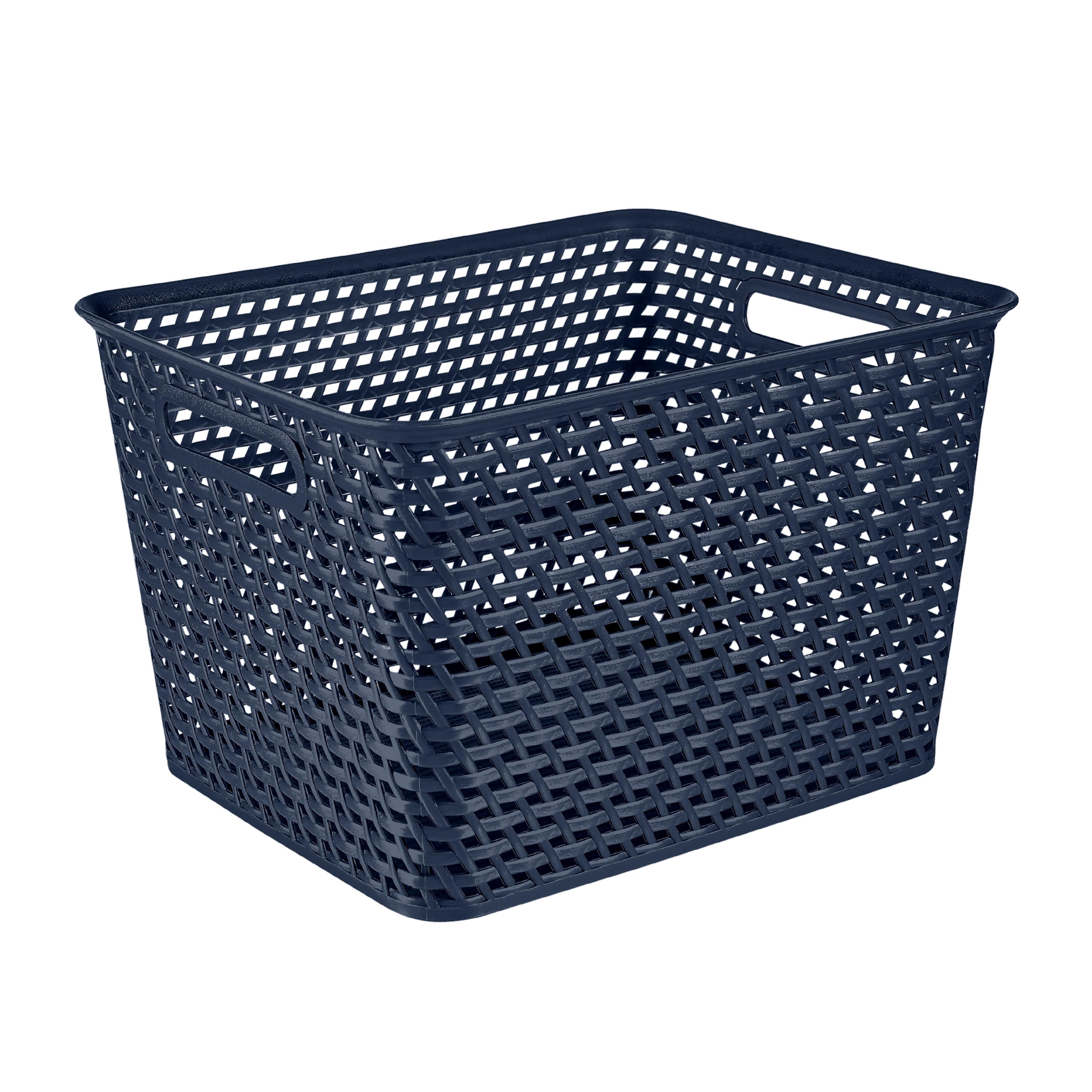 Navy Blue Woven Plastic Basket by Ashland®Spring Décor