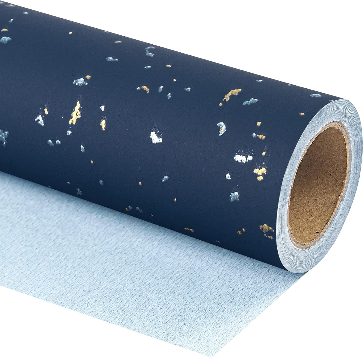Dlue Rapping Paper Navy Blue Wrapping Paper Roll - 17 Inch x 16.5 Feet - Navy Blue Gold ...