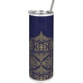 thumbnail image 1 of Navy Blue and Yellow 20 Oz Skinny Tumbler, Middle Eastern Style Ornament Ottoman Culture Inspired Pattern, Leak-Proof Straw Lid and Brush Vacuum Insulated for Outdoor Use, Navy Blue Yellow, 1 of 6