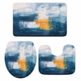 thumbnail image 1 of Navy Blue Yellow Bath Mat 3 Piece Bathroom Rug Set, Modern Oil Painting Art Abstract Non Slip Bath Rug Contour Mat and Toilet Lid Cover, Absorbent Shower Mats Soft Bath Rugs and Mats Sets, 1 of 8