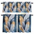 thumbnail image 1 of Navy Blue Yellow Feather Kitchen Curtains Sets for Windows 36 Inch Length, Simpler Modern Abstract Art Rod Pocket Window Treatments Tier Curtains and Valances Set for Bedroom/Bathroom, 1 of 8