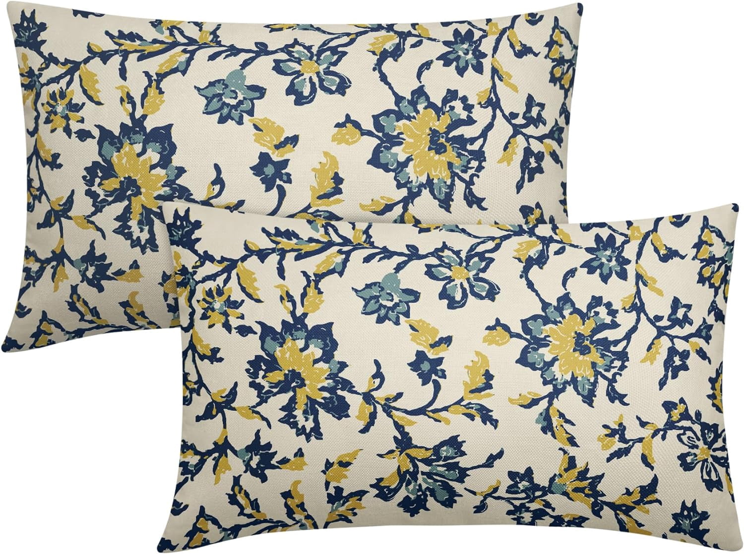 HEIFAM Chinoiserie Blue Floral Pillow Cover 12x20 - Decorative Spring Pillow Case For Sofa, Bedroom - View #5