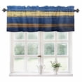 thumbnail image 1 of Navy Blue Yellow Kitchen Valances for Windows 60x18 Inch Kitchen Curtains Valances Rod Pocket Modern Abstract Striped Art Bathroom Window Valances for Window Treatment Decor, 1 of 6