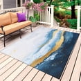 thumbnail image 1 of Navy Blue Yellow Outdoor Rug for Patio/Deck/Porch, Non-Slip Large Area Rug 3 x 5 Ft, Oil Painting Modern Ombre Indoor Outdoor Rugs Washable Area Rugs, Reversible Camping Rug Carpet Runner, 1 of 8