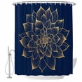 thumbnail image 1 of Navy Blue Yellow Spring Floral Shower Curtain Set - Extra Long 72" x 96" Washable Bathtub Curtain with 12 Hooks, Abstract Blossoms Botanical Waterproof Fabric Shower Curtains for Bathroom Décor, 1 of 6