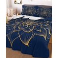 thumbnail image 1 of Navy Blue Yellow Spring Floral Twin Size Down Alternative Comforter,Lightweight Comforter Quilt Bedding Set with Pillow Shams Abstract Blossoms Botanical Bed Comforter Duvet Insert 68"x86", 1 of 7