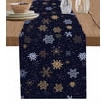 thumbnail image 1 of Navy Blue Yellow White Christmas Burlap-Cotton Table Runner 72 Inches Long,Xmas Snowflake Winter Farmhouse Table Runners,Outdoor Dining Tablecloths Decor for Baby Shower/Party/Wedding 13x72, 1 of 9